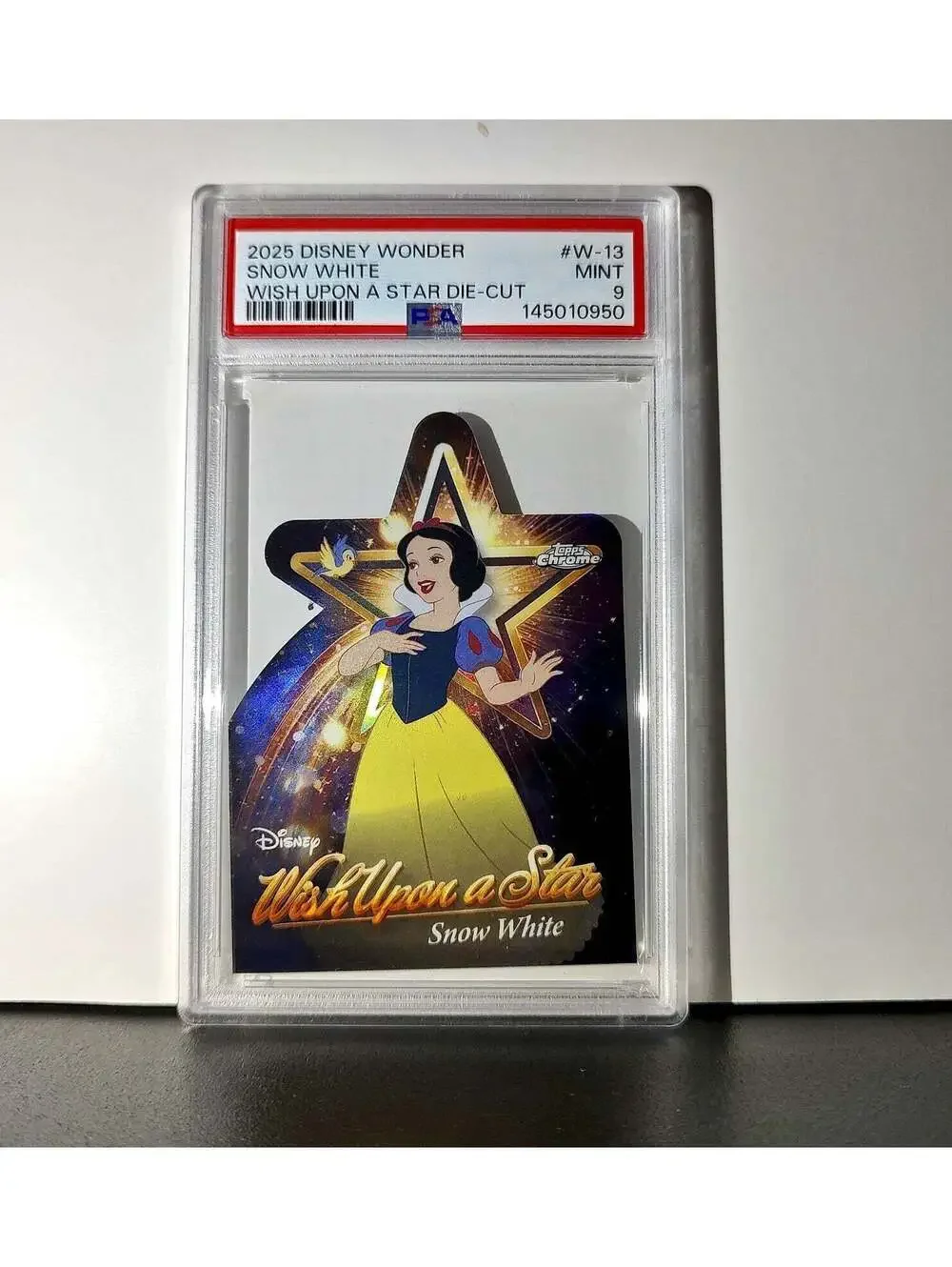 Snow White 2025 Topps Chrome Disney #W-13 Wish Upon A Star Die Cut Card PSA 9